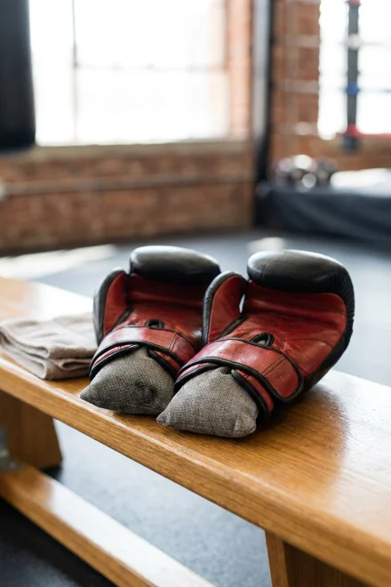 Activated charcoal bags inserted into boxing gloves