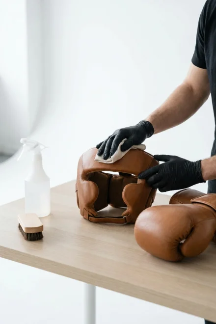 Cleaning boxing protection equipment