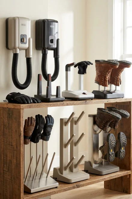 Different models of electric dryers for footwear and gloves