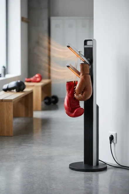 Electric boxing glove dryer in operation