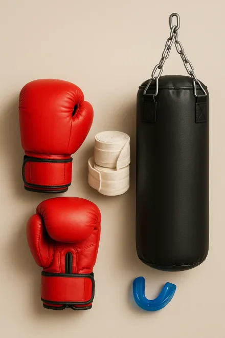 Accesorios de boxeo básicos: guantes, vendas y saco