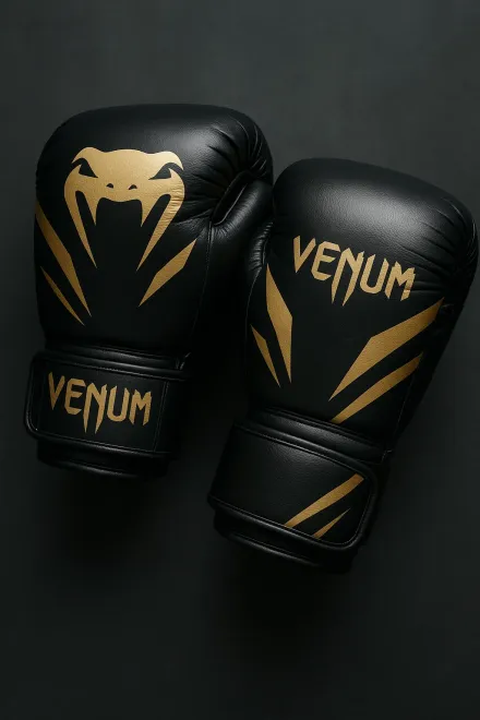 Venum boxing gloves black and gold design