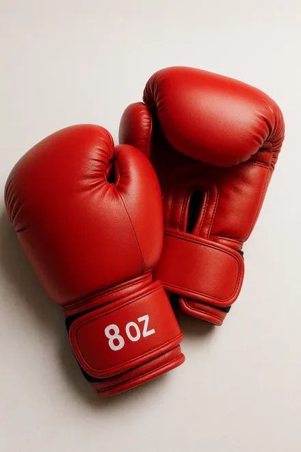 Boxeador usando guantes de boxeo 8 oz en combate