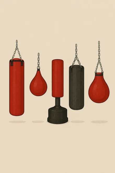 Boxeador eligiendo saco de boxeo profesional en un gimnasio