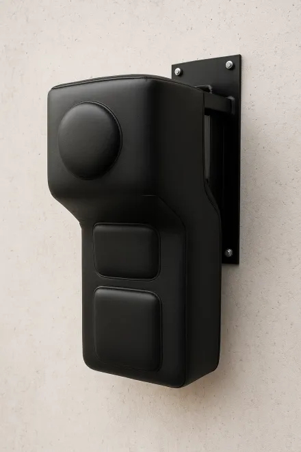 Saco de boxeo de pared instalado en gimnasio